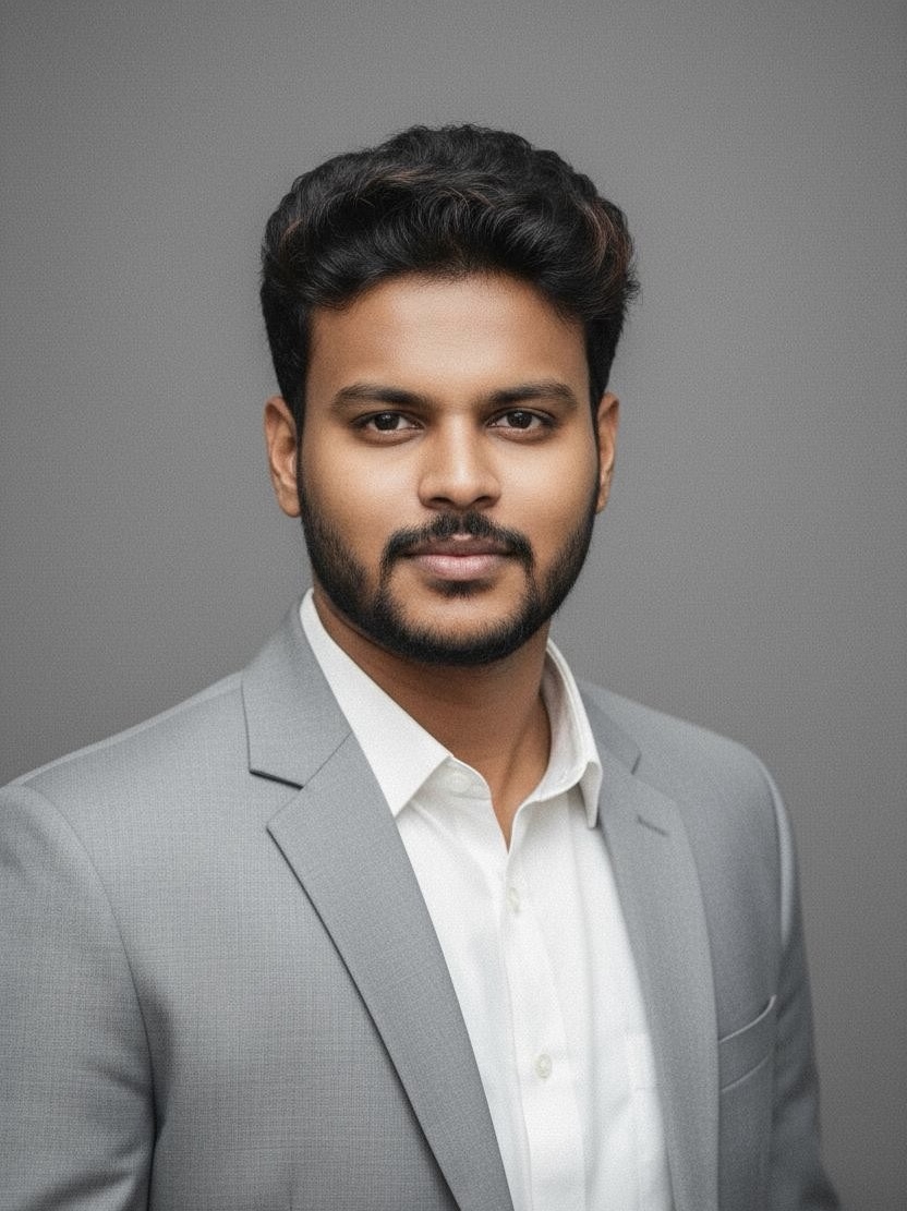 Samagnkumar Sripathi in a gray suit